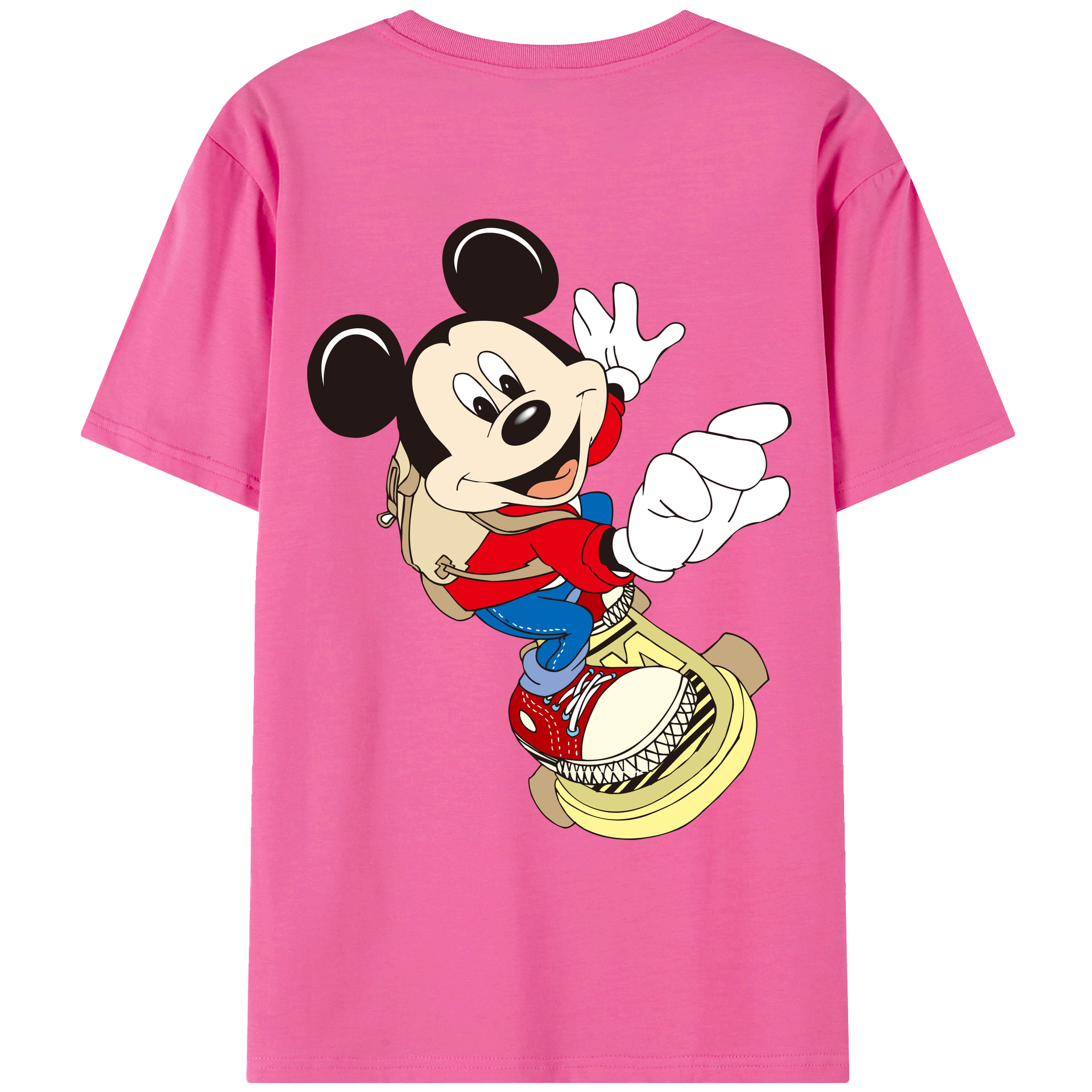 （画像用） ミッキーマウス Mickey Mouse レディース半袖Tシャツ(バックプリント)